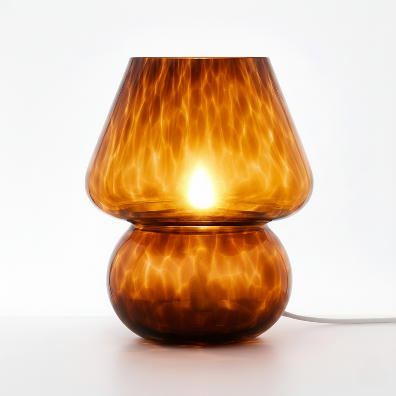 Lampe Champignon En Verre Ambre Design Élégant