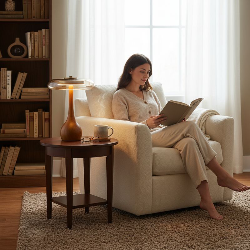 Lampe Champignon Design En Bois Et Verre Élégante