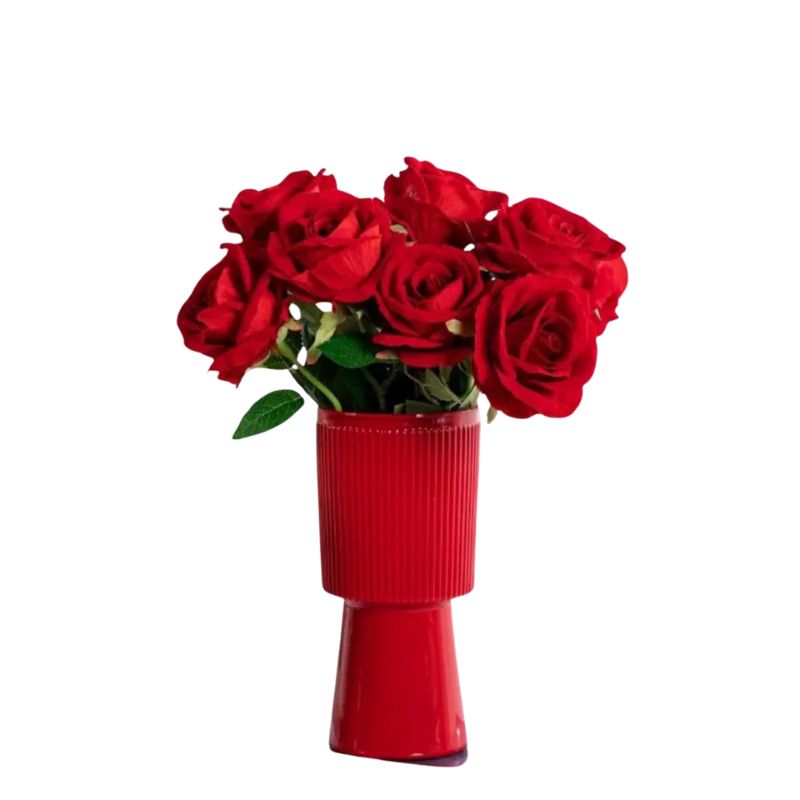 Vase à Fleurs Moderne en Ceramique Rouge