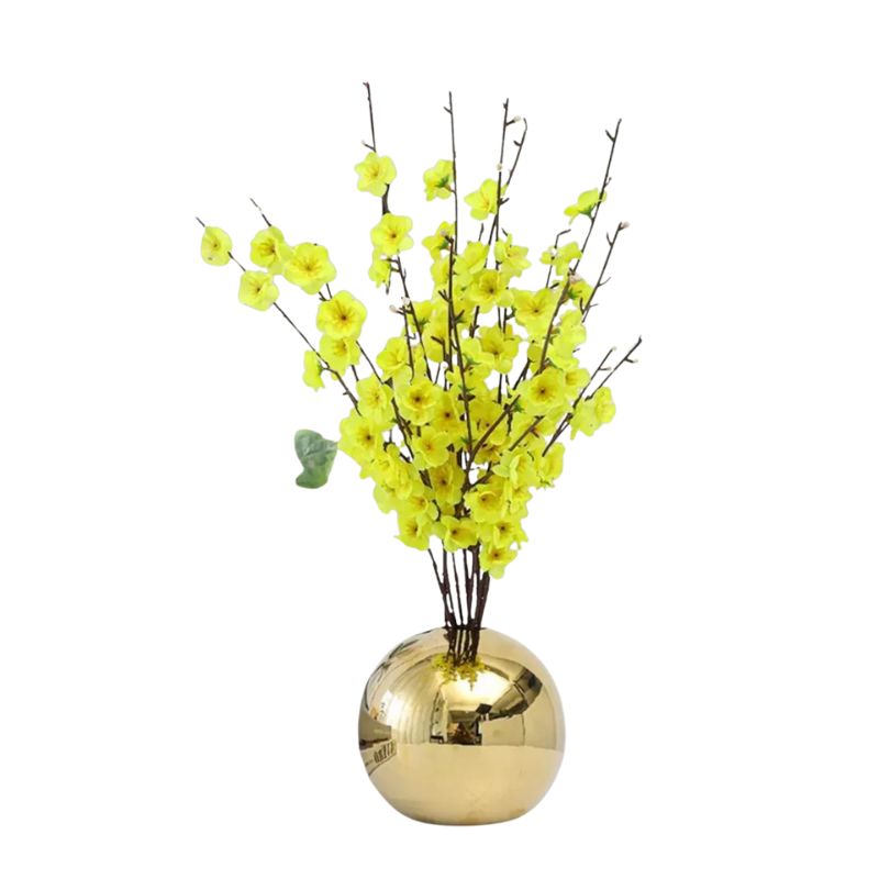 Vase en Céramique Plaqué d'Or en Forme de Boule