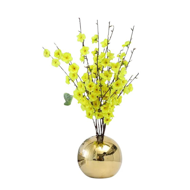 Vase en Céramique Plaqué d'Or en Forme de Boule