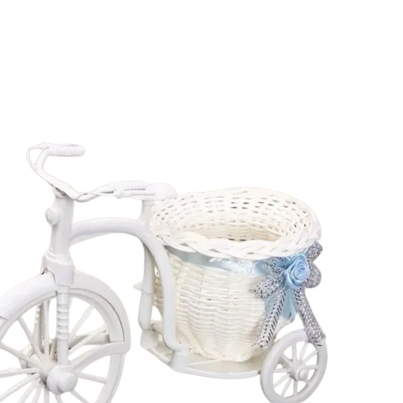 Vase Décoration en Rotin Blanc en Forme de Vélo