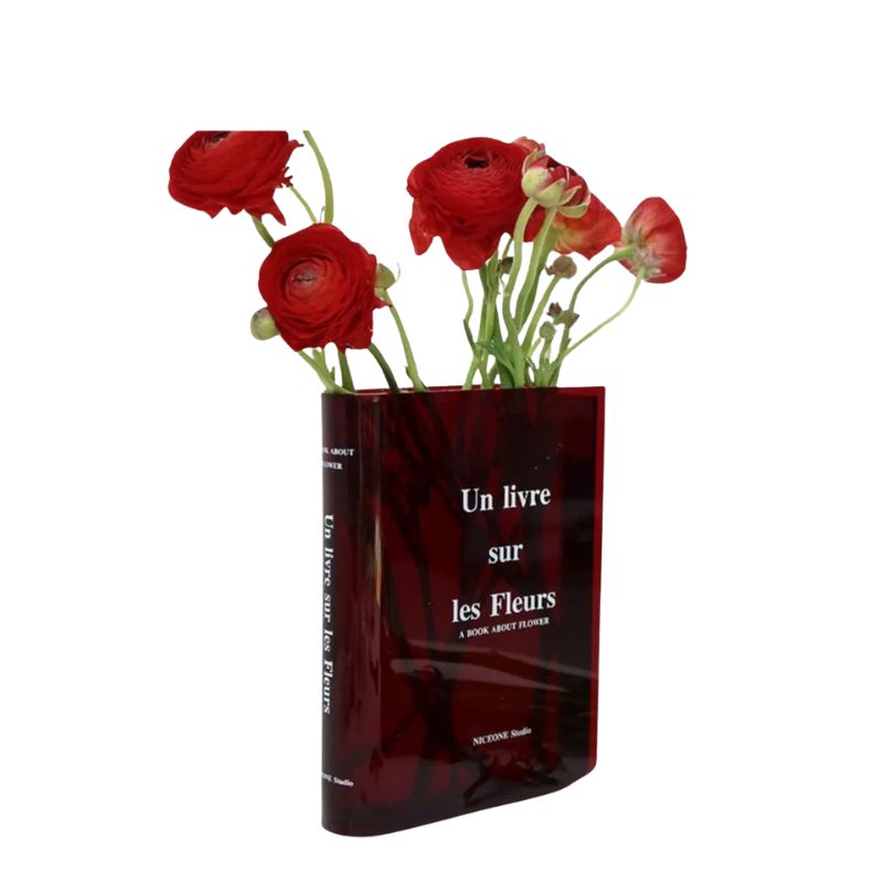 Vase Fleur en Acrylique Transparent En Forme de Livre