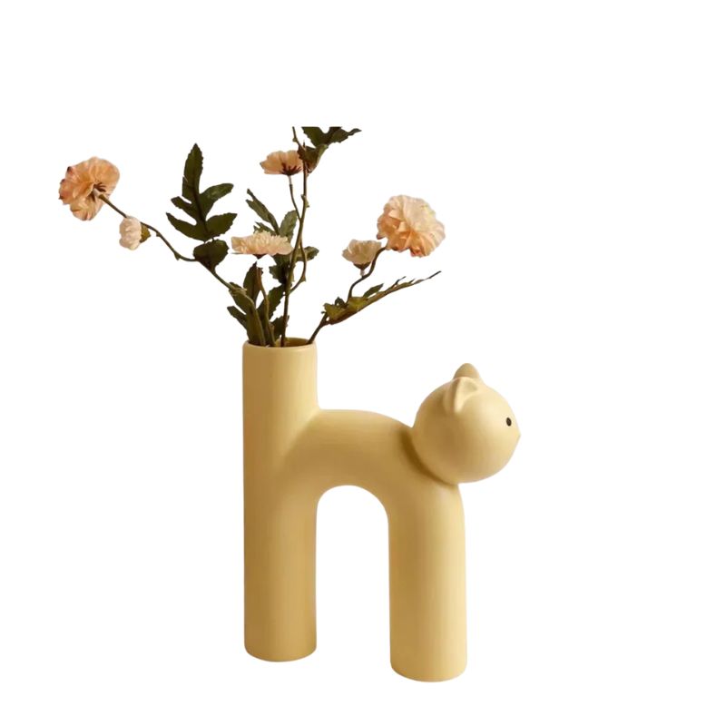 Vase Ceramique à Fleurs en Forme de Chat