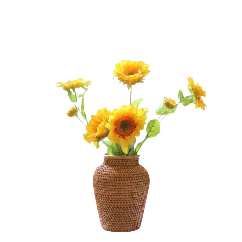 Vase en Osier Style Bohème pour Fleurs