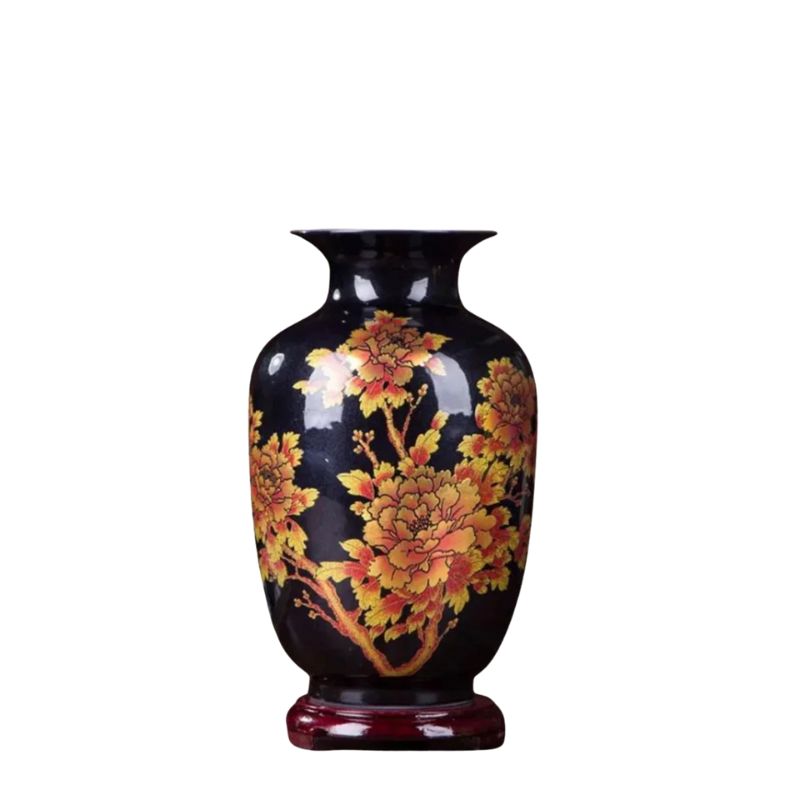 Vase Chinois à Fleurs en Céramique