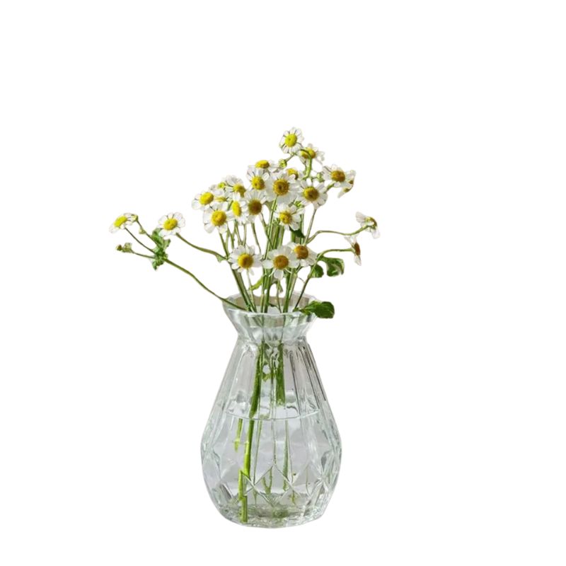 Vase en Cristal Taillé en Design Rétro pour Fleurs