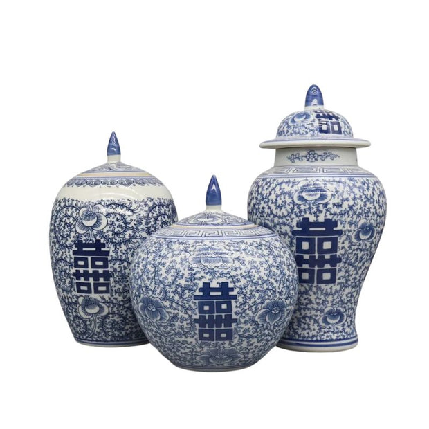 Vase en Porcelaine Chinoise Style Vintage Bleu et Blanc
