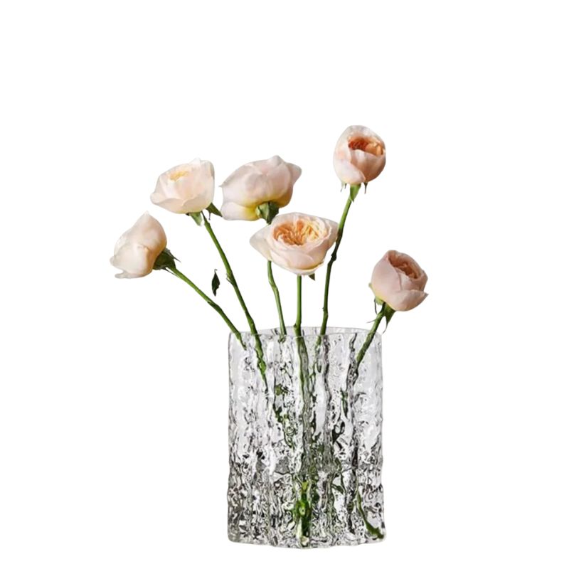 Vase Gros en Verre Cristal Transparent Gaufré