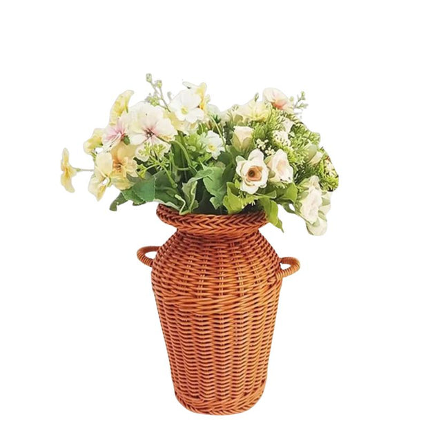 Vase en Osier Moderne à Double Oreille