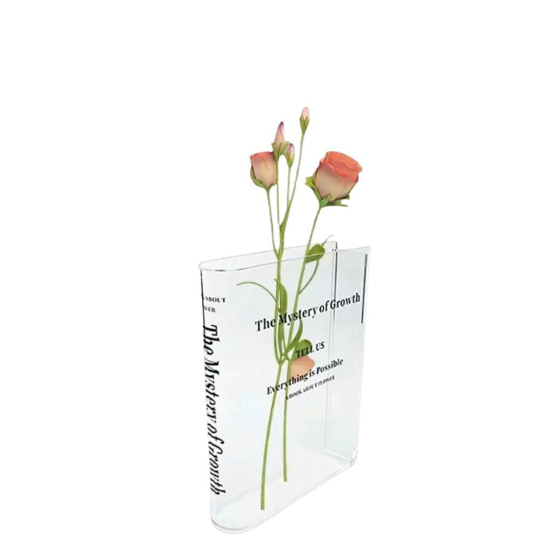 Vase Maison en Acrylique Transparent en Forme de Livre