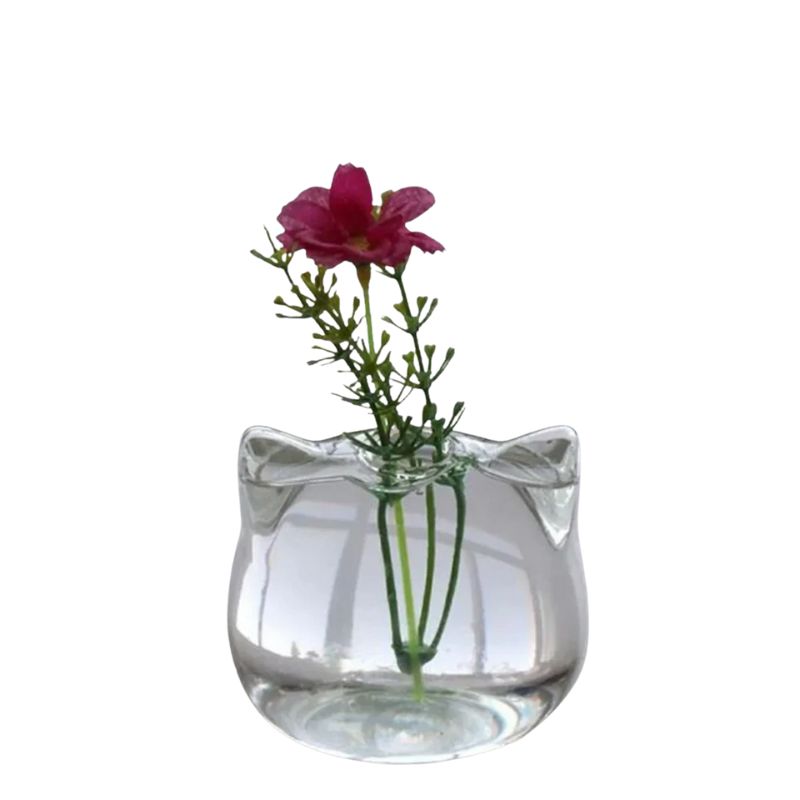 Vase Transparent en Forme de Chat