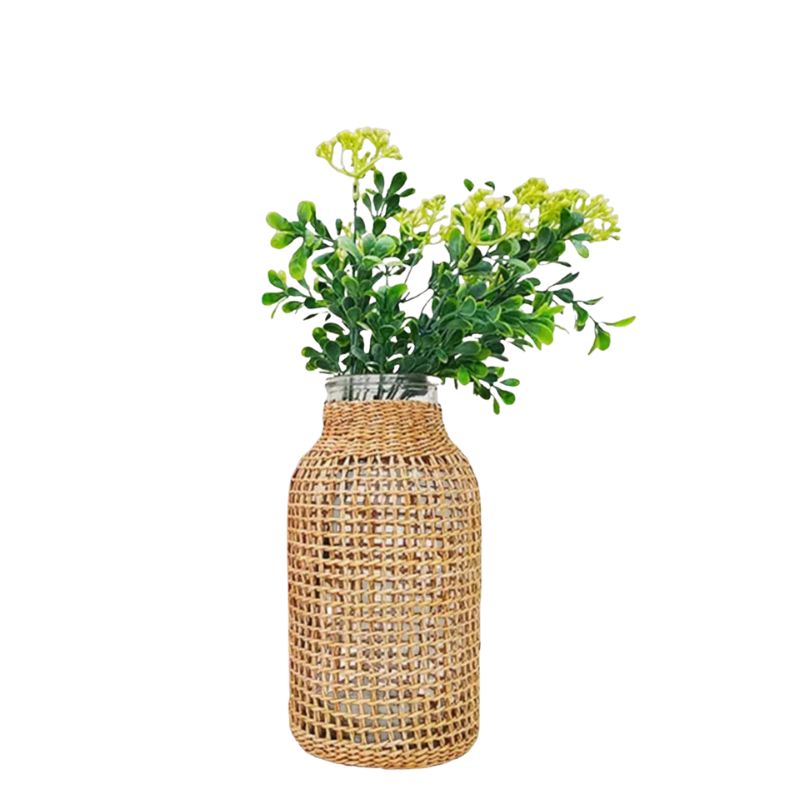 Vase à Fleurs en Osier Style Rétro