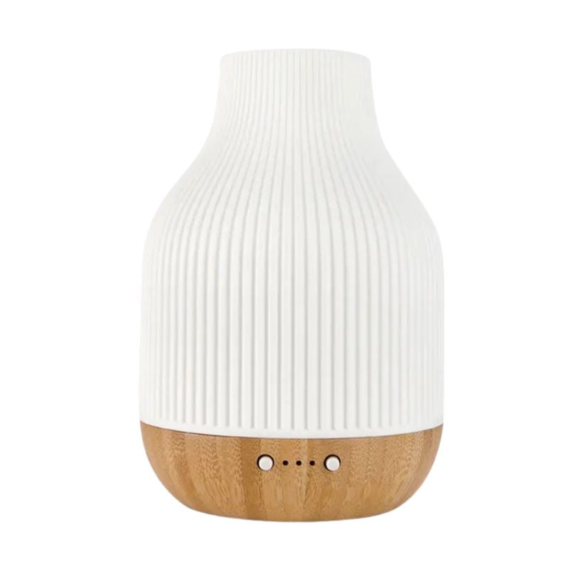 Diffuseur D’Huiles Essentielles Design En Céramique Avec Base En Bois
