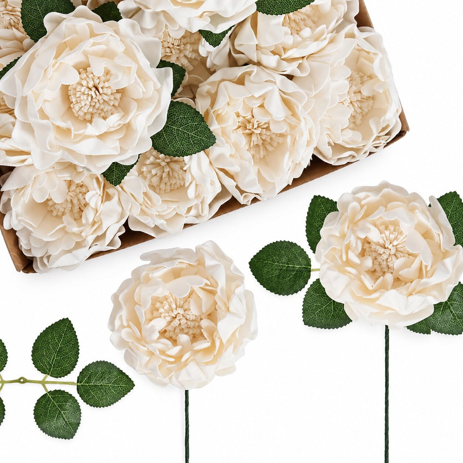 Fleur Artificielle Beige Avec Pivoines