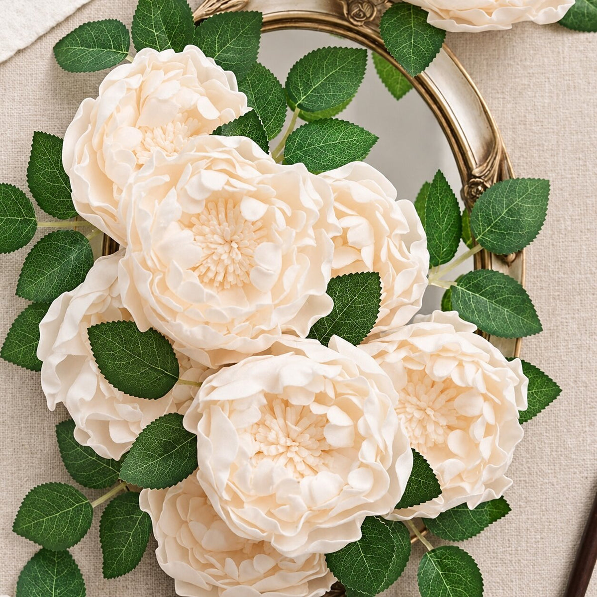 Fleur Artificielle Beige Avec Pivoines