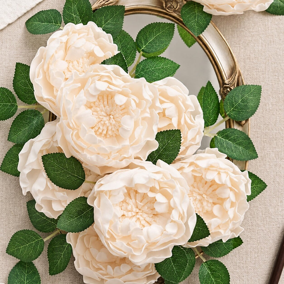Fleur Artificielle Beige Avec Pivoines