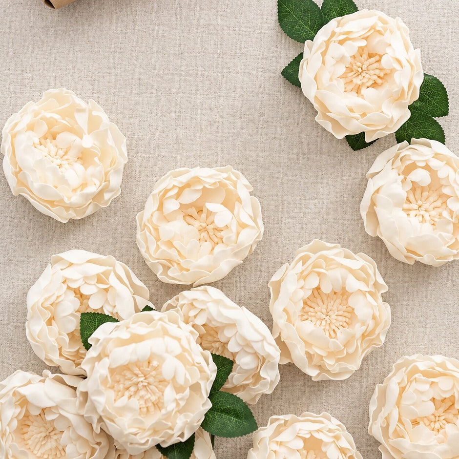 Fleur Artificielle Beige Avec Pivoines