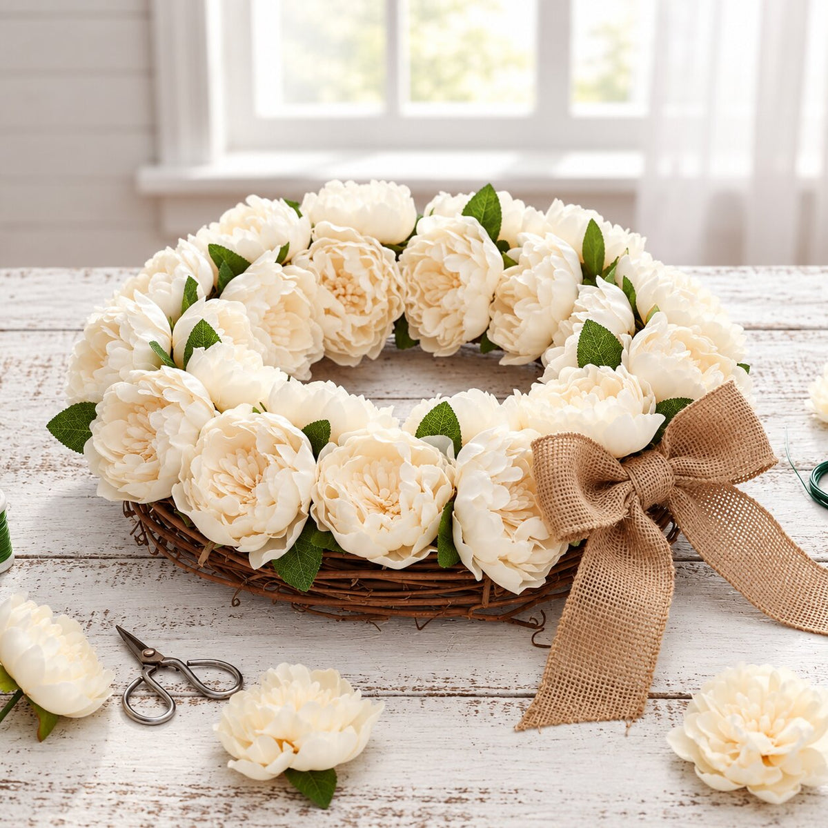 Fleur Artificielle Beige Avec Pivoines