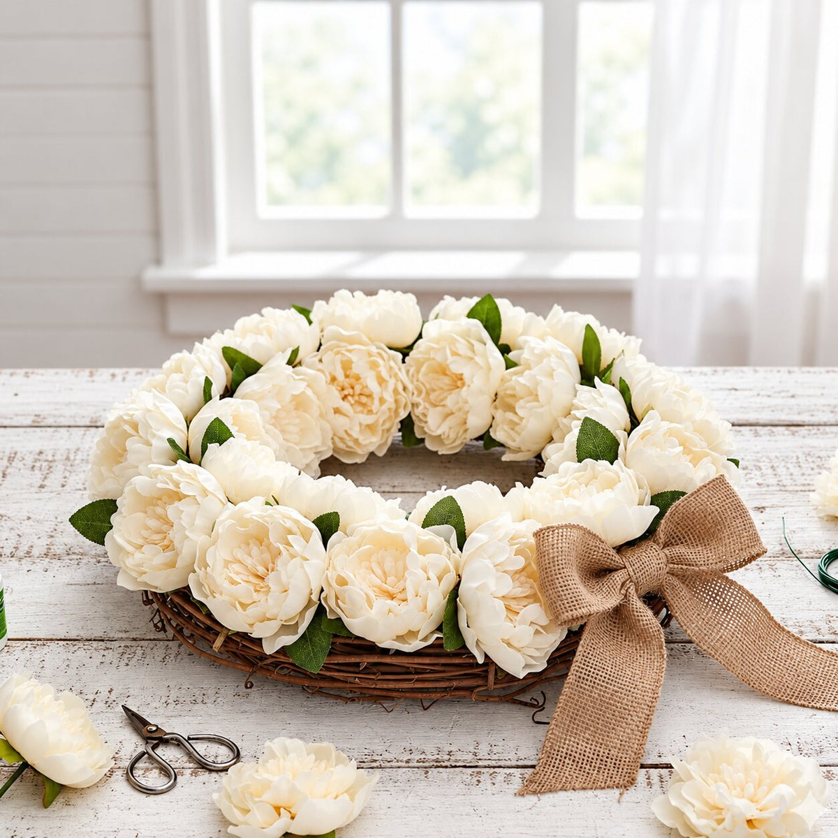 Fleur Artificielle Beige Avec Pivoines