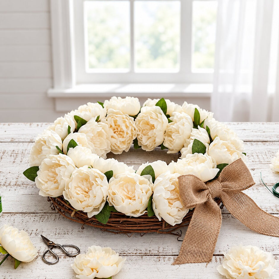 Fleur Artificielle Beige Avec Pivoines