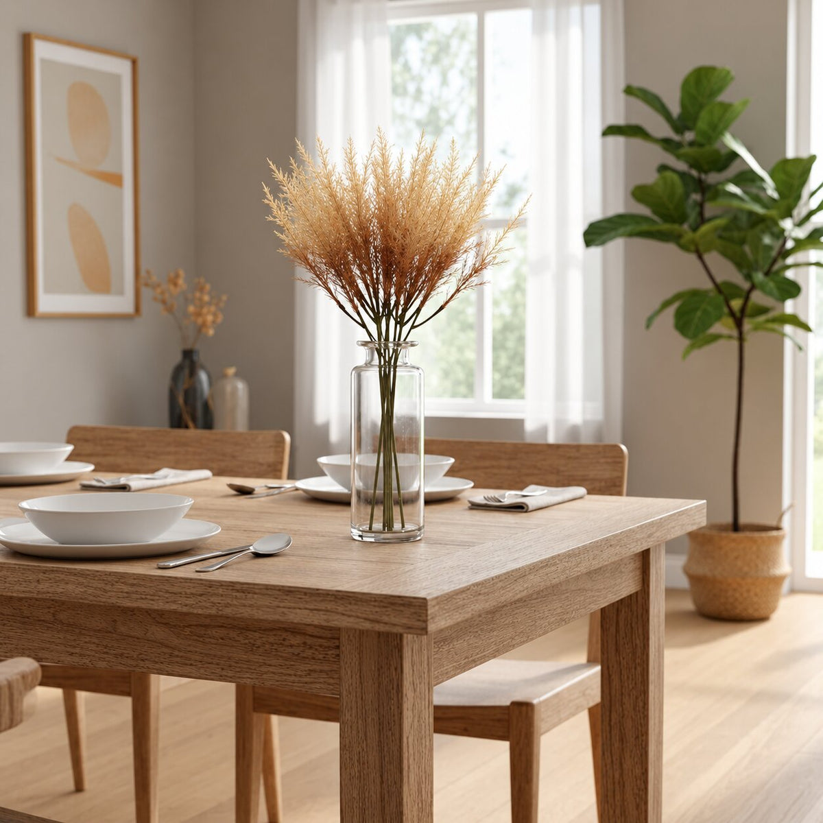 Fleur Artificielle Beige Avec Tiges Séchées Pour Décor Rustique