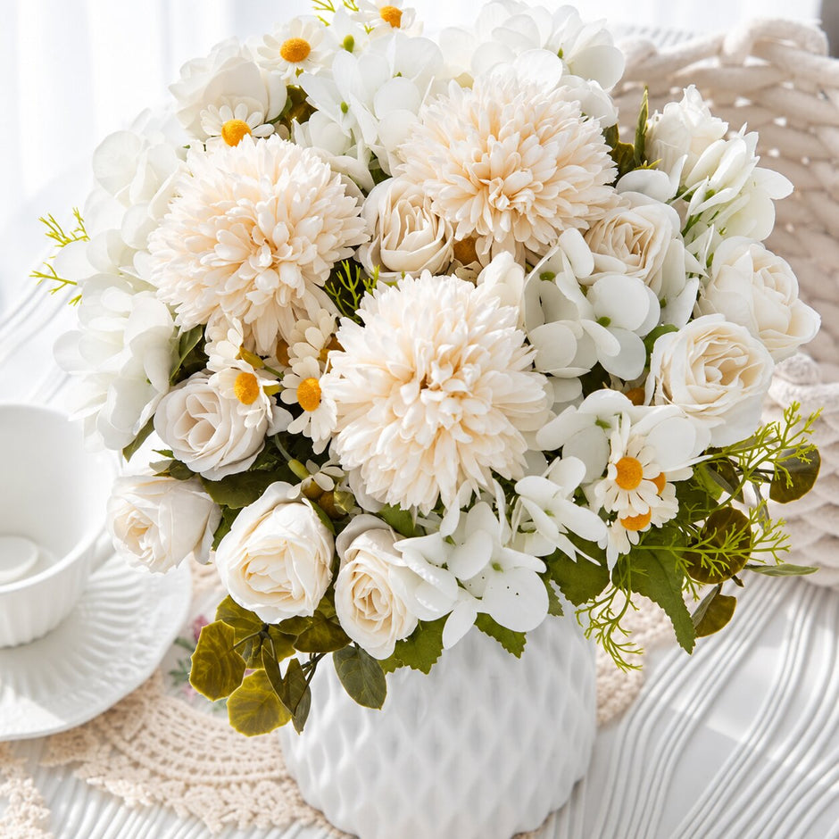 Fleur Artificielle Blanc Bouquet Champêtre Chic