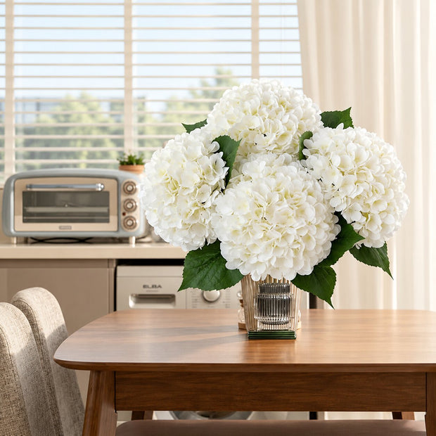 Fleur Artificielle Blanc Bouquet Hortensia Dense