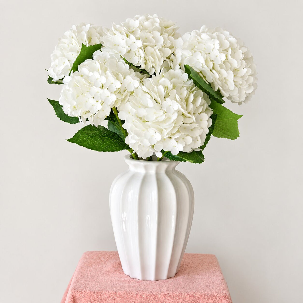 Fleur Artificielle Blanc Bouquet Hortensia Dense