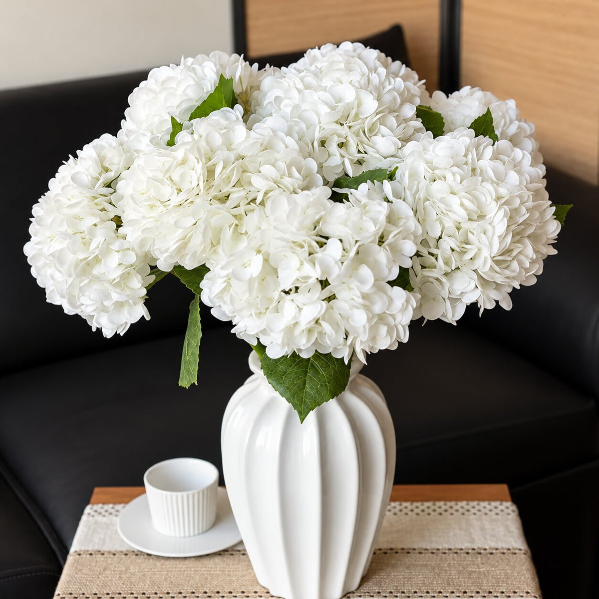 Fleur Artificielle Blanc Bouquet Hortensia Dense