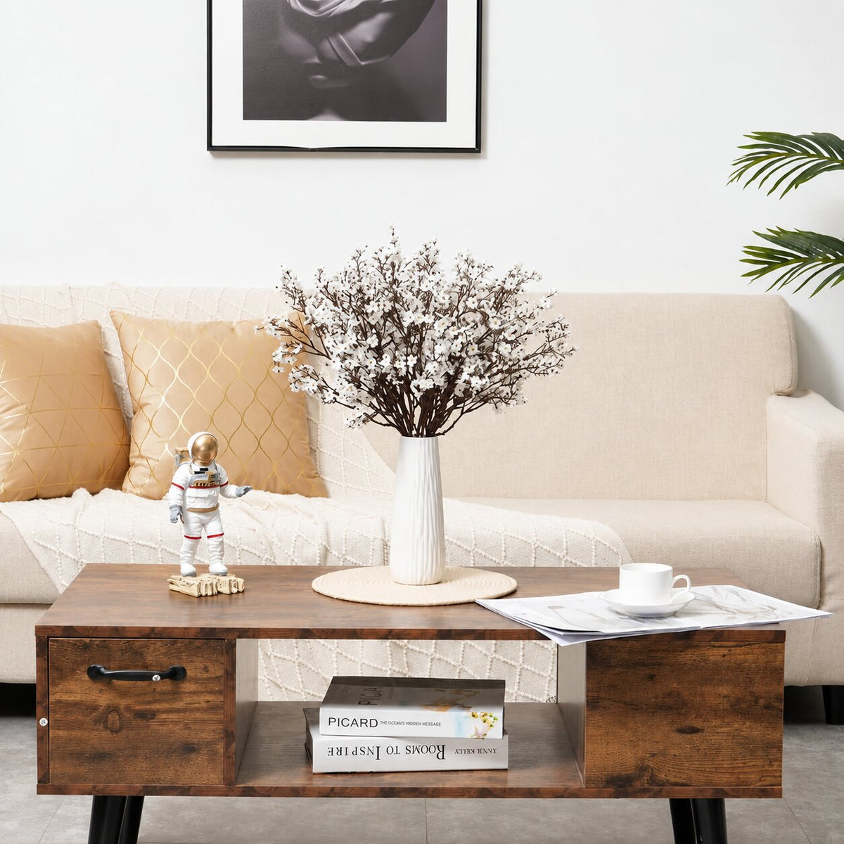 Fleur Artificielle Blanc Gypsophile En Branche Fine