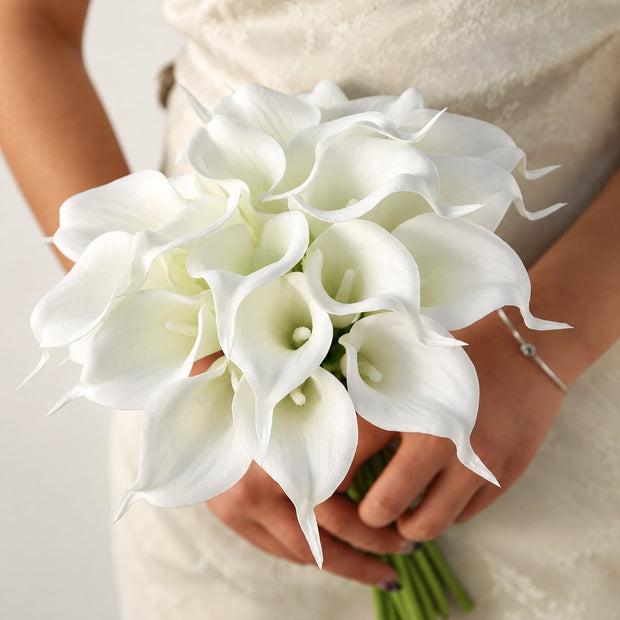 Fleur Artificielle Blanc Lys Calla En Bouquet Chic