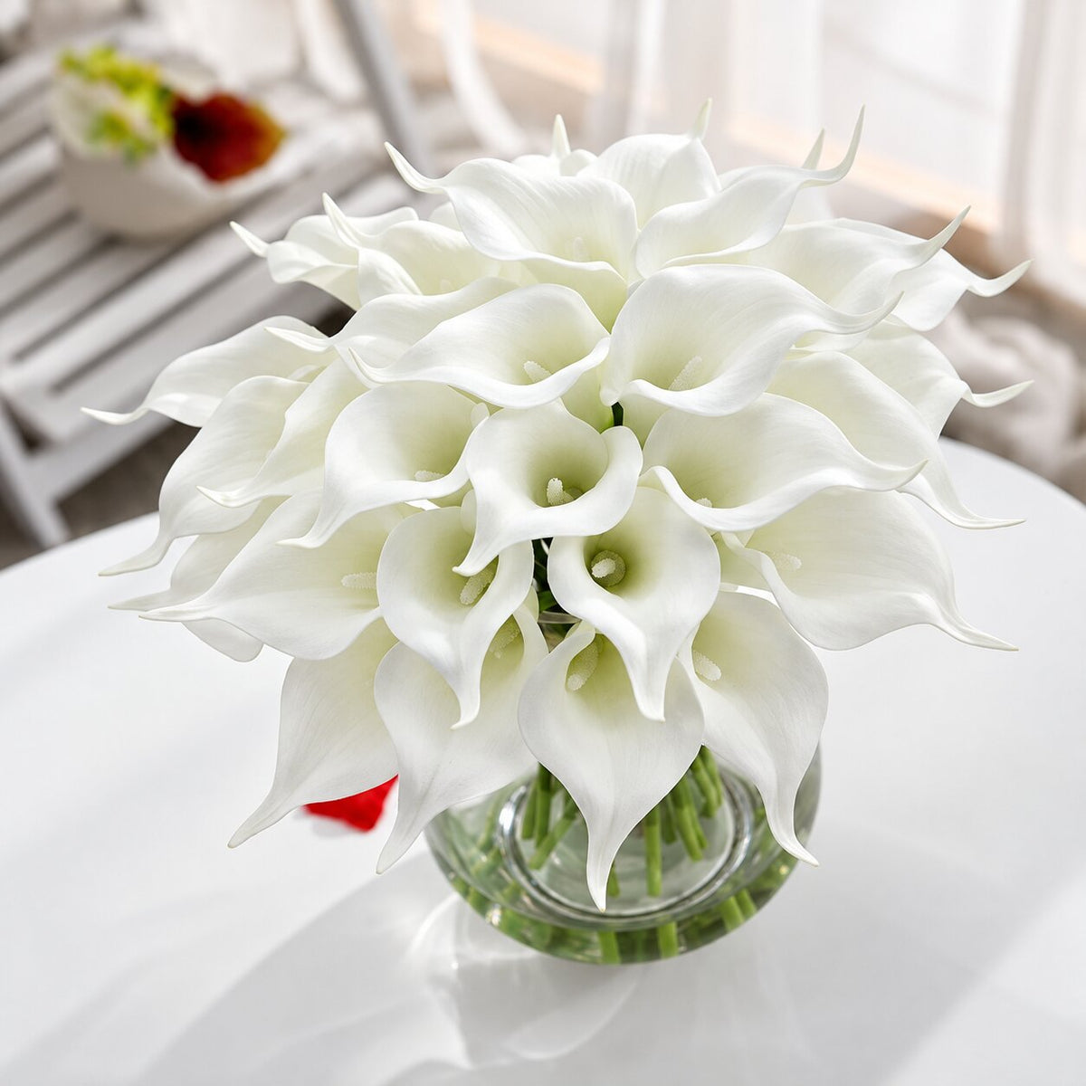 Fleur Artificielle Blanc Lys Calla En Bouquet Chic