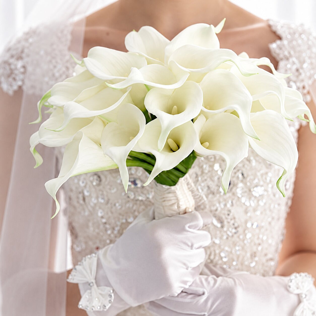 Fleur Artificielle Blanc Lys Calla En Bouquet Chic