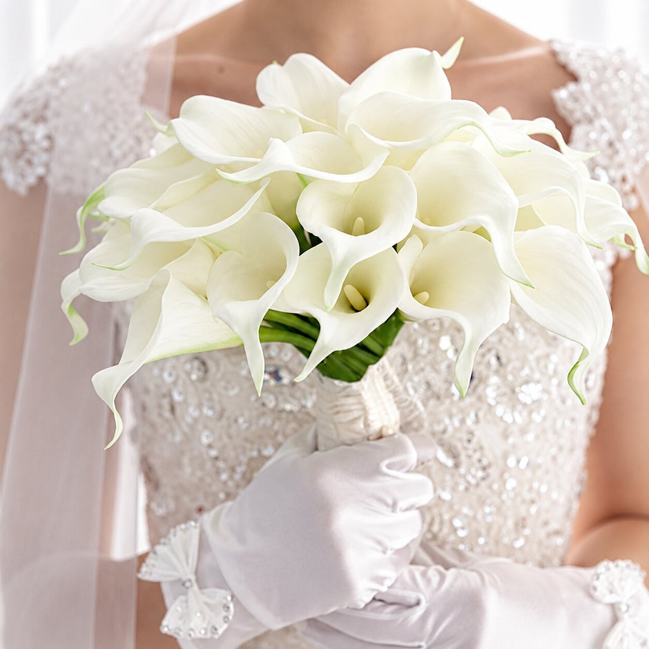 Fleur Artificielle Blanc Lys Calla En Bouquet Chic