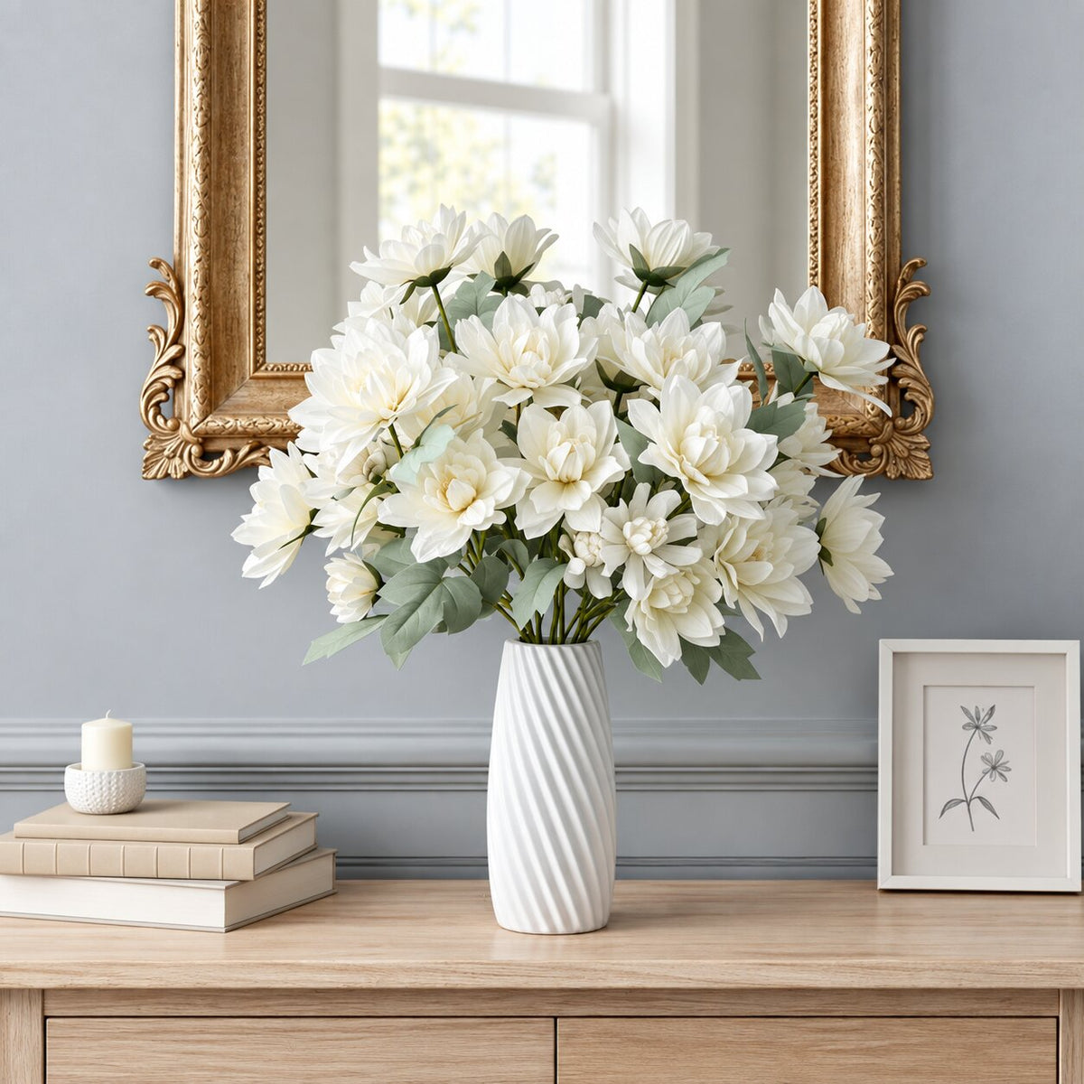 Fleur Artificielle Blanc Pivoine En Bouquet Chic