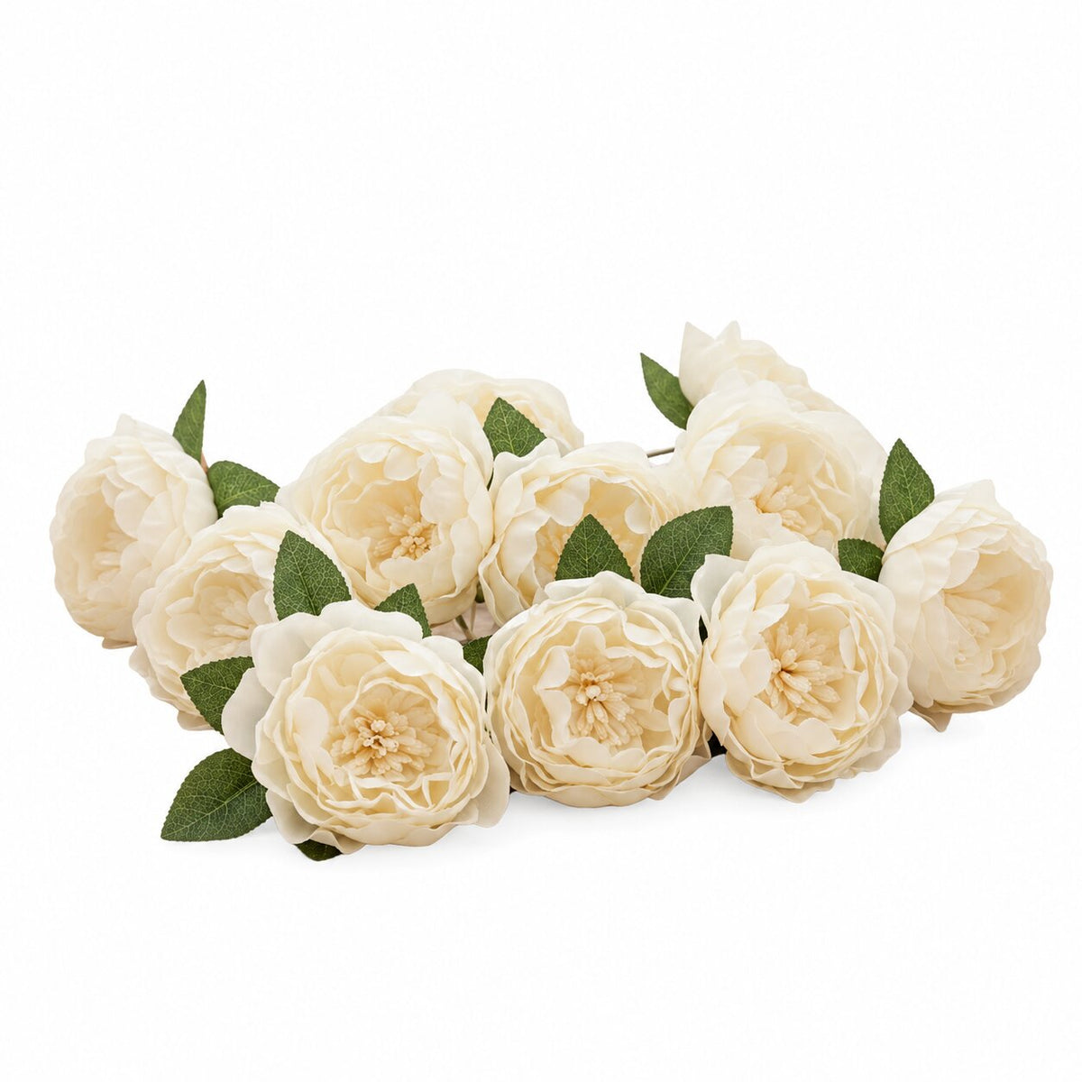 Fleur Artificielle Beige Avec Pivoines, bouquet de pivoines crème avec feuilles vertes