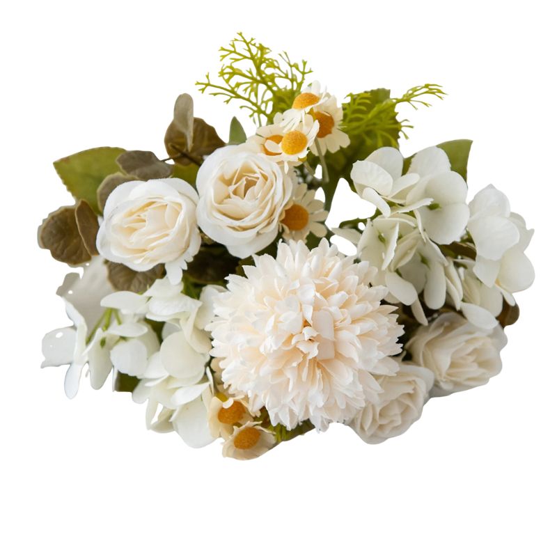 Fleur Artificielle Blanc Bouquet Champêtre Chic, fleur artificielle blanche décorative