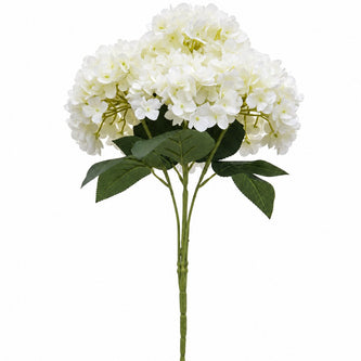 Fleur Artificielle Blanc Bouquet Hortensia , bouquet d’hortensias blancs avec feuilles vertes