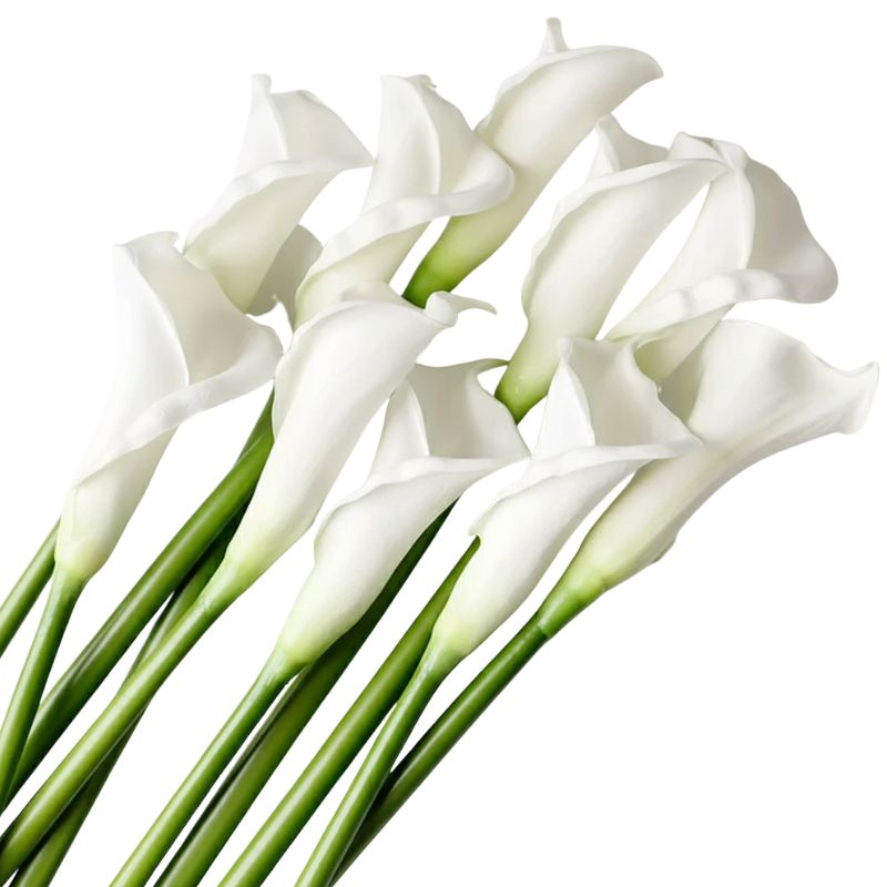 Fleur Artificielle Blanc Bouquet Lys Calla Silhouette Élancée, fleur artificielle Blanche Lys décorative