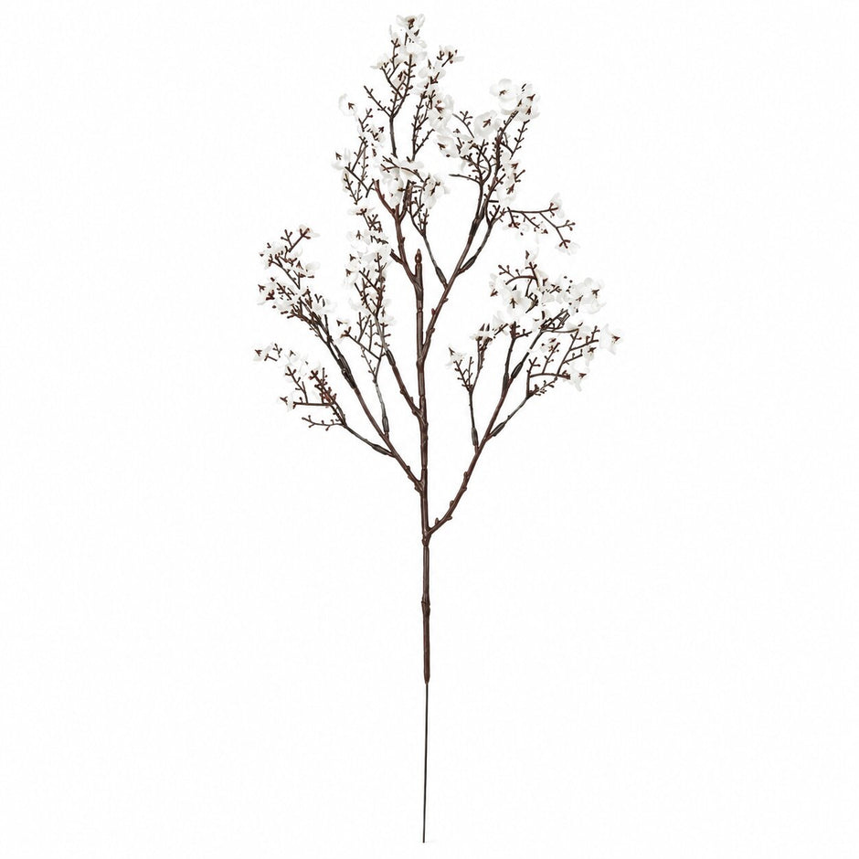 Fleur Artificielle Blanc Gypsophile En Branche Fine, petites fleurs blanches sur tige brune