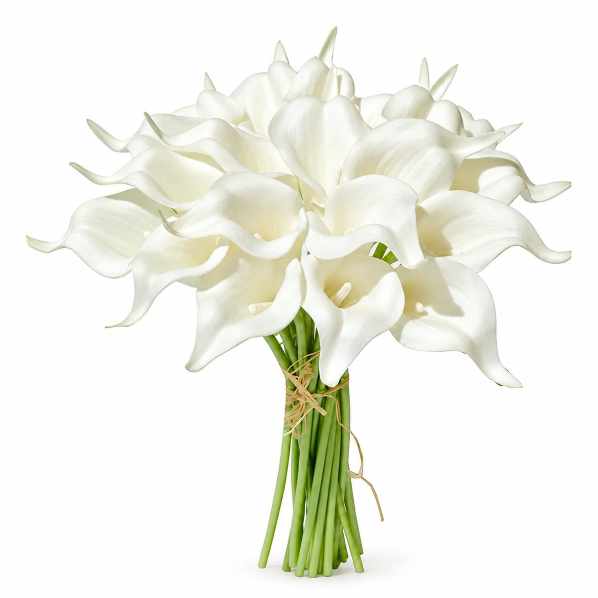 Fleur Artificielle Blanc Lys Calla En Bouquet Chic, bouquet de lys blancs avec tiges vertes