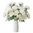 Fleur Artificielle Blanc Pivoine En Bouquet Chic, bouquet blanc avec feuillage vert dans vase blanc