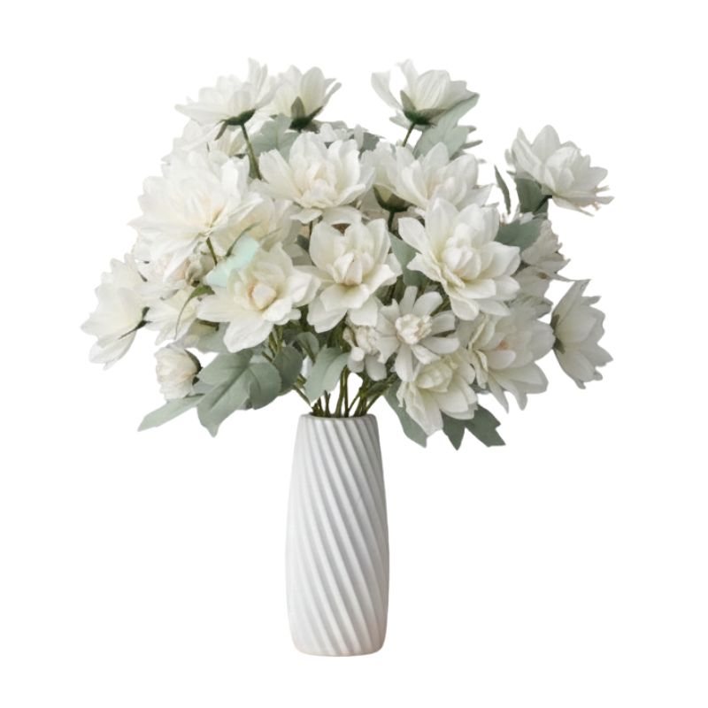 Fleur Artificielle Blanc Pivoine En Bouquet Chic, fleur artificielle blanche décorative