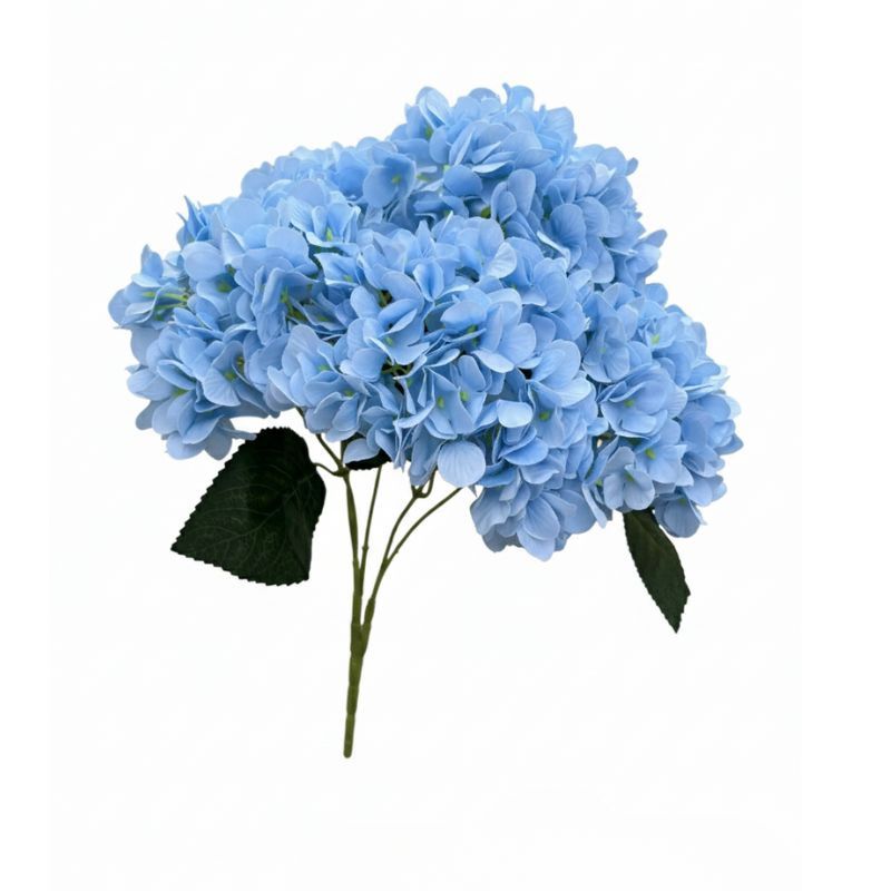 Fleur Artificielle Bleu Hortensia En Bouquet Généreux Style Élégant, Fleur Artificielle Bleu