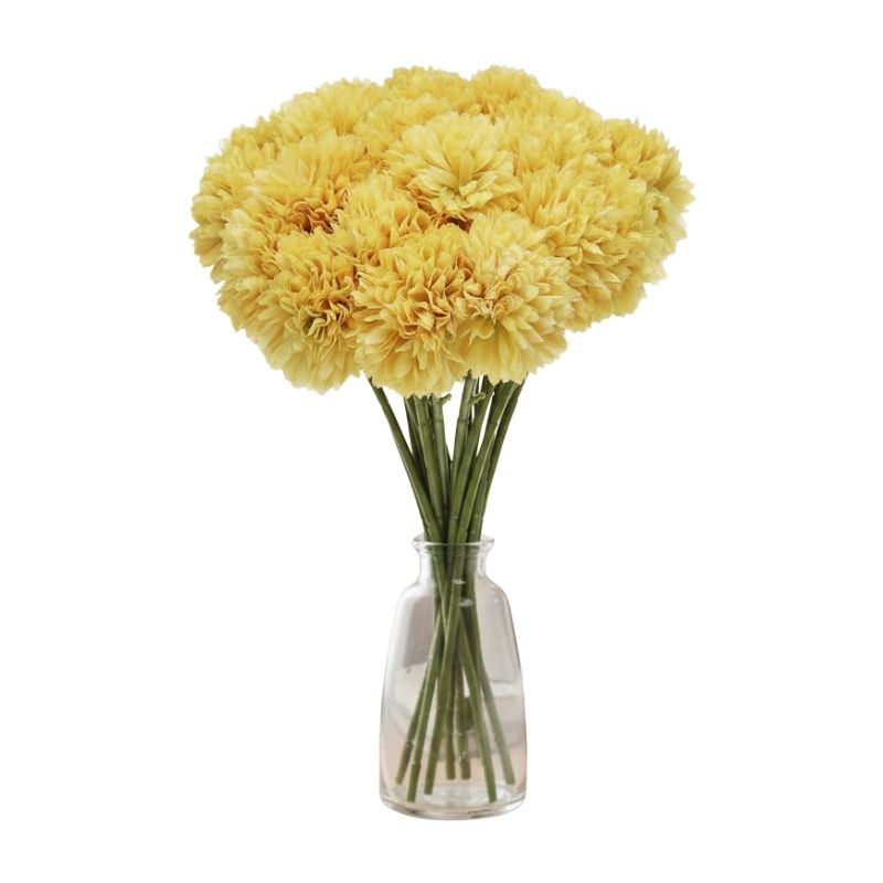 Fleur Artificielle Jaune Avec Effet Pompon Naturel, Fleur Artificielle Jaune 