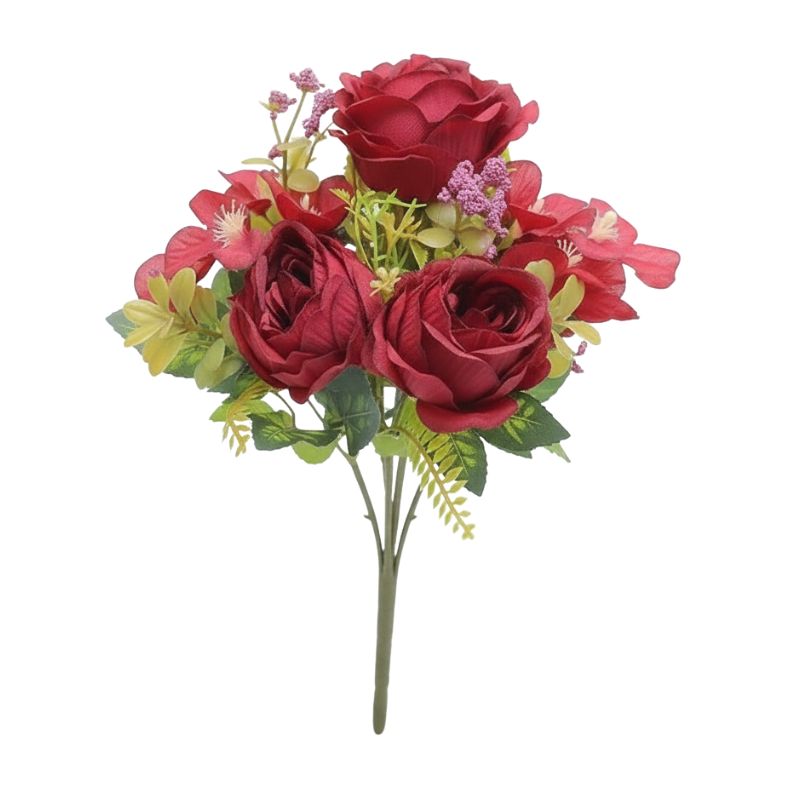 Fleur Artificielle Multicolore Avec Roses Délicates, Fleur Artificielle Multicolore