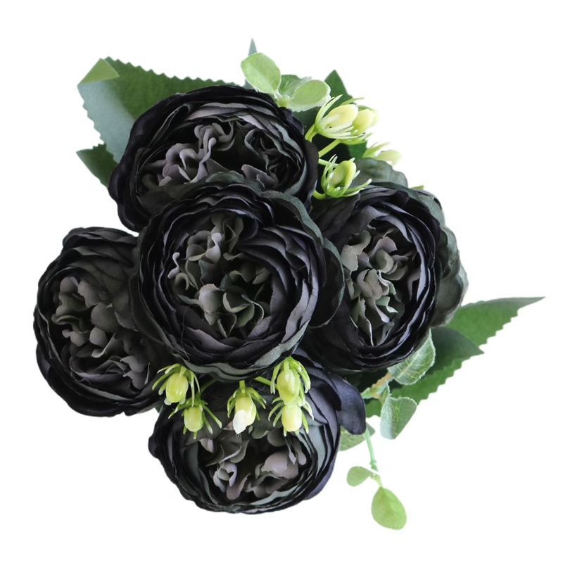 Fleur Artificielle Noir Avec Bouquet Sombre En Style Contemporain, Fleur Artificielle Noir
