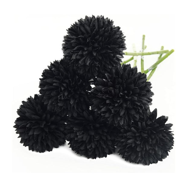 Fleur Artificielle Noir Avec Pompons Denses, Fleur Artificielle Noir