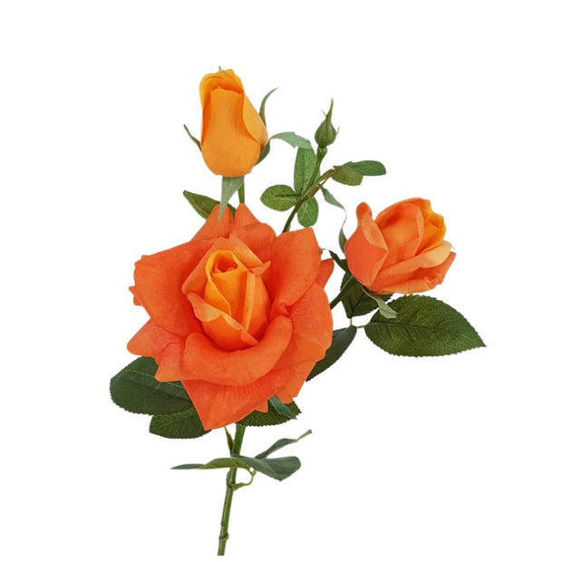 Fleur Artificielle Orange En Rose Déployée, Fleur Artificielle Orange